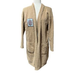 Eileen Fisher Teddy Bear Tan Duster Open Cardigan Cozy Organic Cotton Sz: Small
